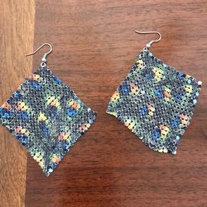 Peacock print dangle earrings